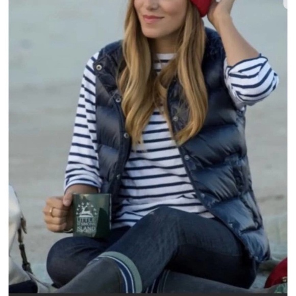 J Crew Vest Womens Large L Black Alhambra Puffer Down Shiny Commute Ski Hike - Picture 1 of 7